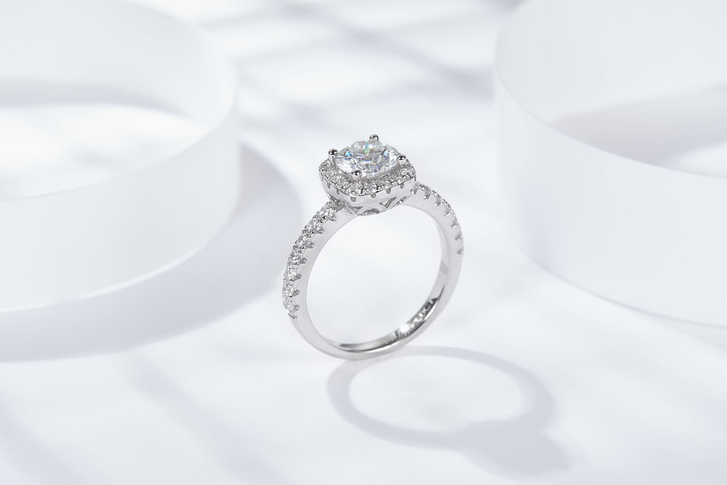 S925 Silver Moissanite Diamond Rectangle  Ring