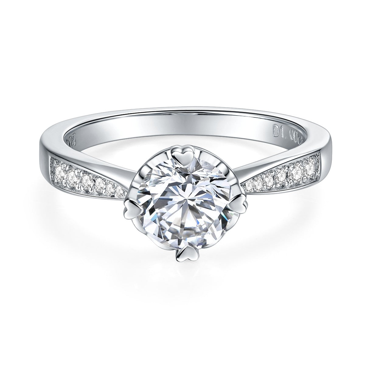 S925 Silver Moissanite Diamond Heart-to-heart Rings 1 Carat RM1021