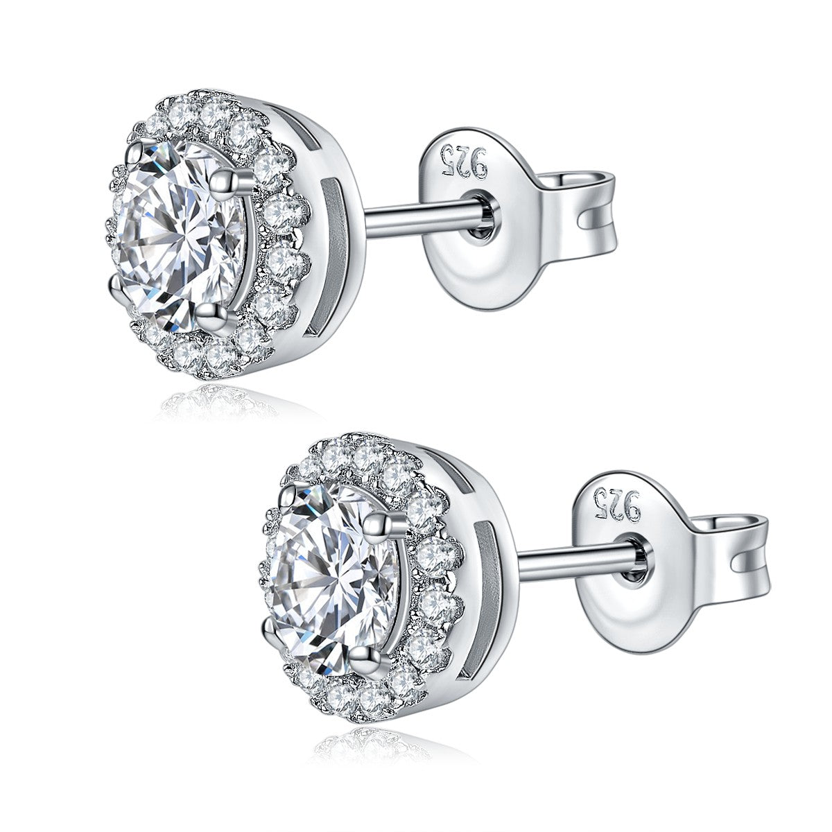 S925 Sterling Silver Moissanite Diamond Round Bag Earrings SH