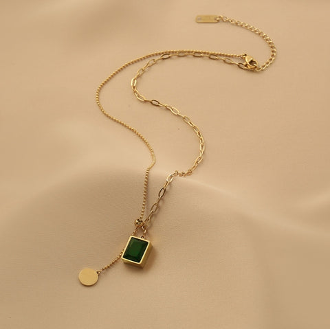 5 pcs Flash Sale Emerald Cutting Pendant Mismatch Necklace French Style Chic gifts under 20