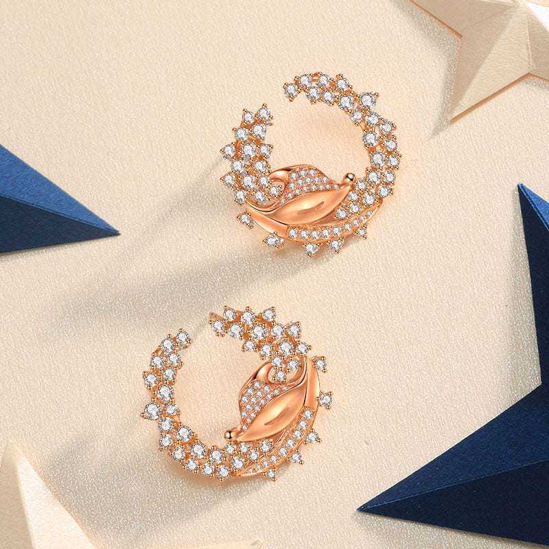 Golston Star & Moon™ 18K Gold Shaped Diamond Earrings