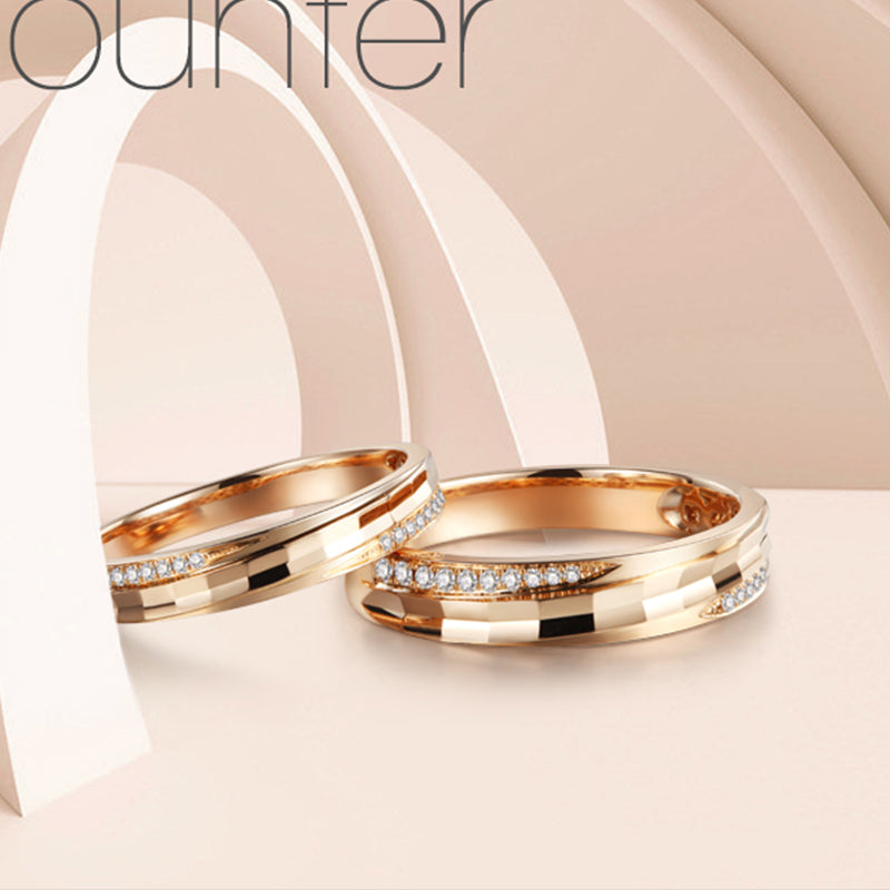 Golston Wedding™ Diamond 18K Gold Couple Rings *Encounter