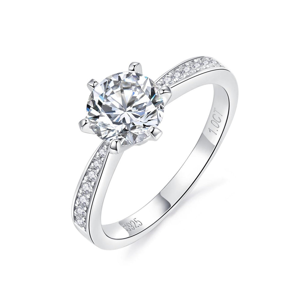 S925 Silver Moissanite Diamond Smart Six Claws Rings 1/2/3 Carat RM1005