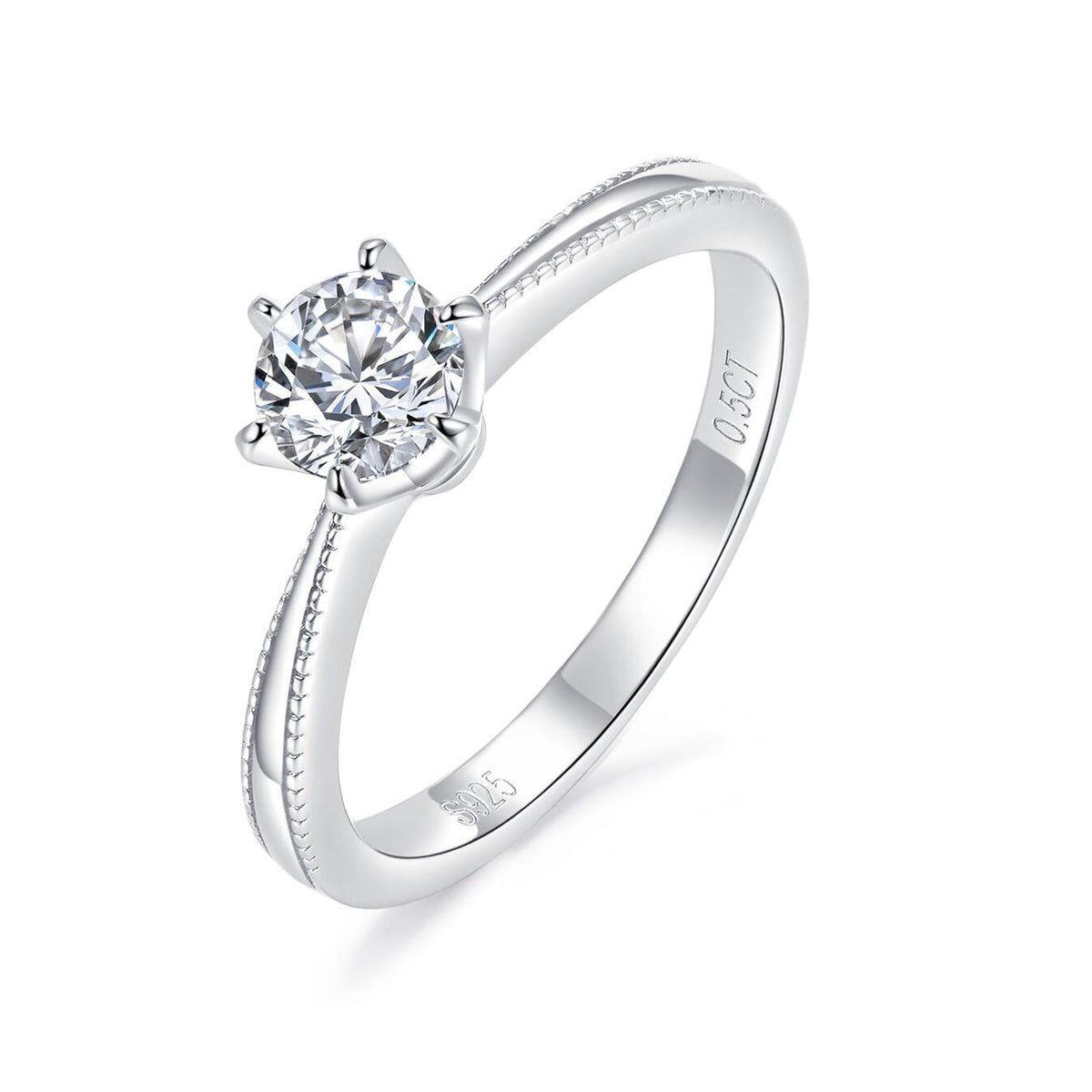S925 SilverMoissanite Diamond Pearl Edge Six Claws Rings 1/2/3 Carat RM1004