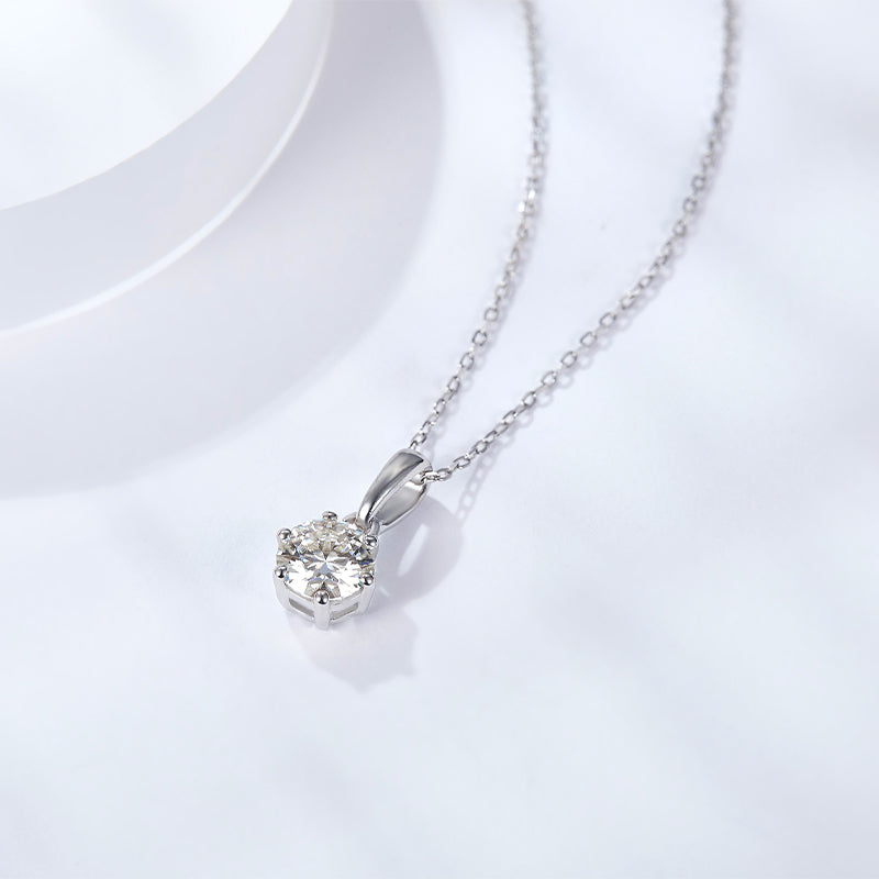 S925 Silver Moissanite Diamond Classic six Claw Pendant Necklaces PM5001