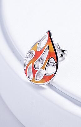 Golston Enamelled The Fire of Life Silver Stud Earings