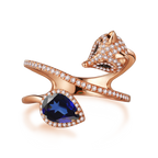 Cunning Muse Luxury White Fox Birth Ring With 14K Rose Gold Vermeil & Crystal