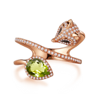 Cunning Muse Luxury White Fox Birth Ring With 14K Rose Gold Vermeil & Crystal