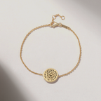 Vulpine Whisper 18K Gold Plated Sterling Silver Natural Malachite Petite Disc Bracelet