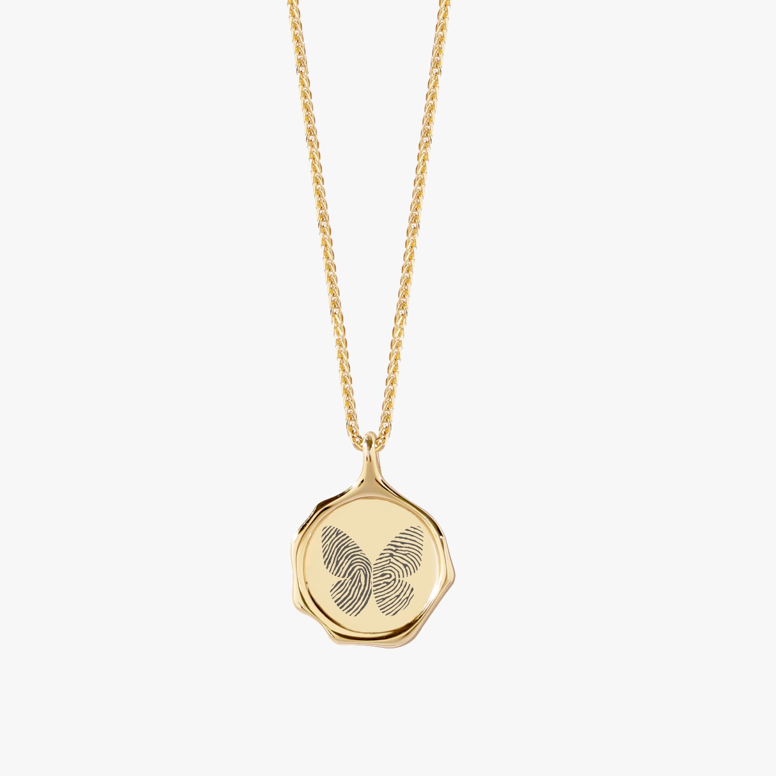 18k Gold plated Sterling Sliver Classic Fingerprint Necklace | Two Fingerprint Butterfly