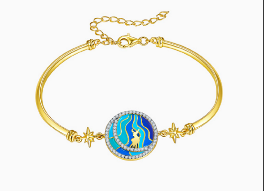 Golston Enamelled Topaz Star Moon Elk Silver Bracelets