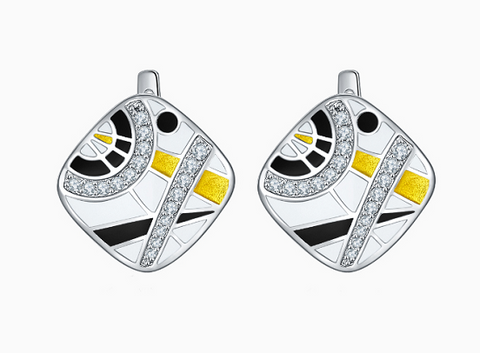 Golston Enamelled  Clownfish Silver Stud Earrings