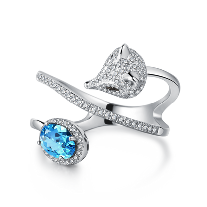 Golston Luxury™ White Fox Birth Ring With 14K Rose Gold Vermeil & Crystal