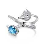 Cunning Muse Luxury White Fox Birth Ring With 14K Rose Gold Vermeil & Crystal