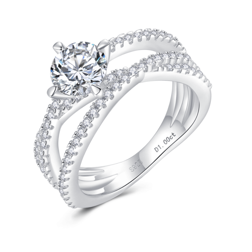S925 Silver Moissanite diamond Sansheng III rings 1 carat RM1013