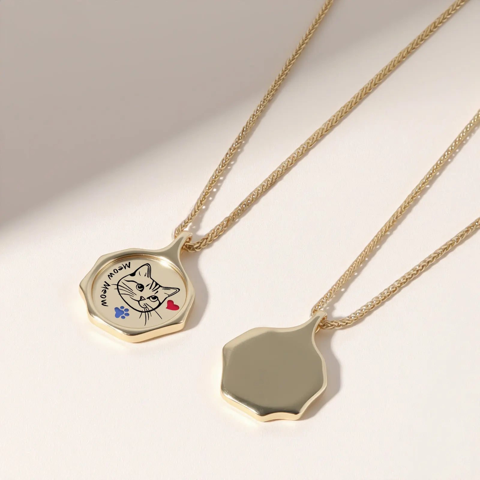 18k Gold Plated Sterling Sliver Custom Pet Portrait Disc Pendant Necklace | Birthstone Charms