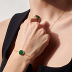 Vulpine Whisper 18K Gold Plated Sterling Silver Natural Malachite Petite Disc Bracelet