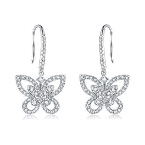 S925 Silver Moissanite Butterfly  Earrings SH