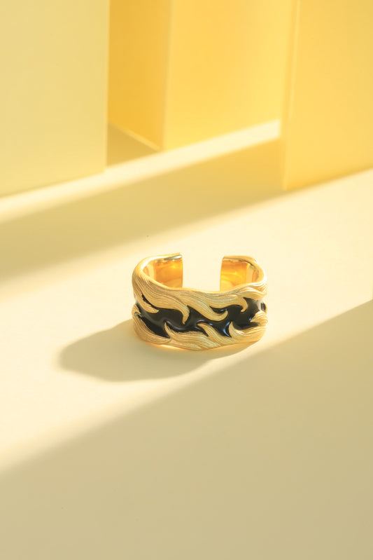 Man ring White Fox Naruto's Fox couple ring Adjustable s925 ring Enamel