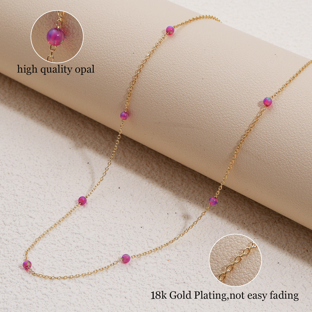 Opal Starry Pendant Necklace in Gold-Plated Stainless Steel