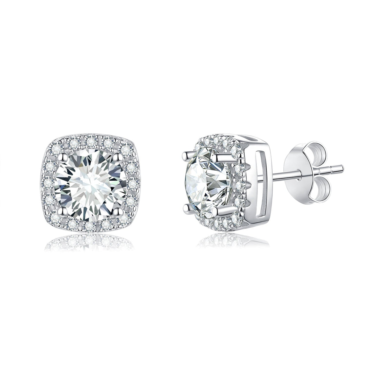 S925 Silver Moissanite Diamond Square bag Earrings EM4009