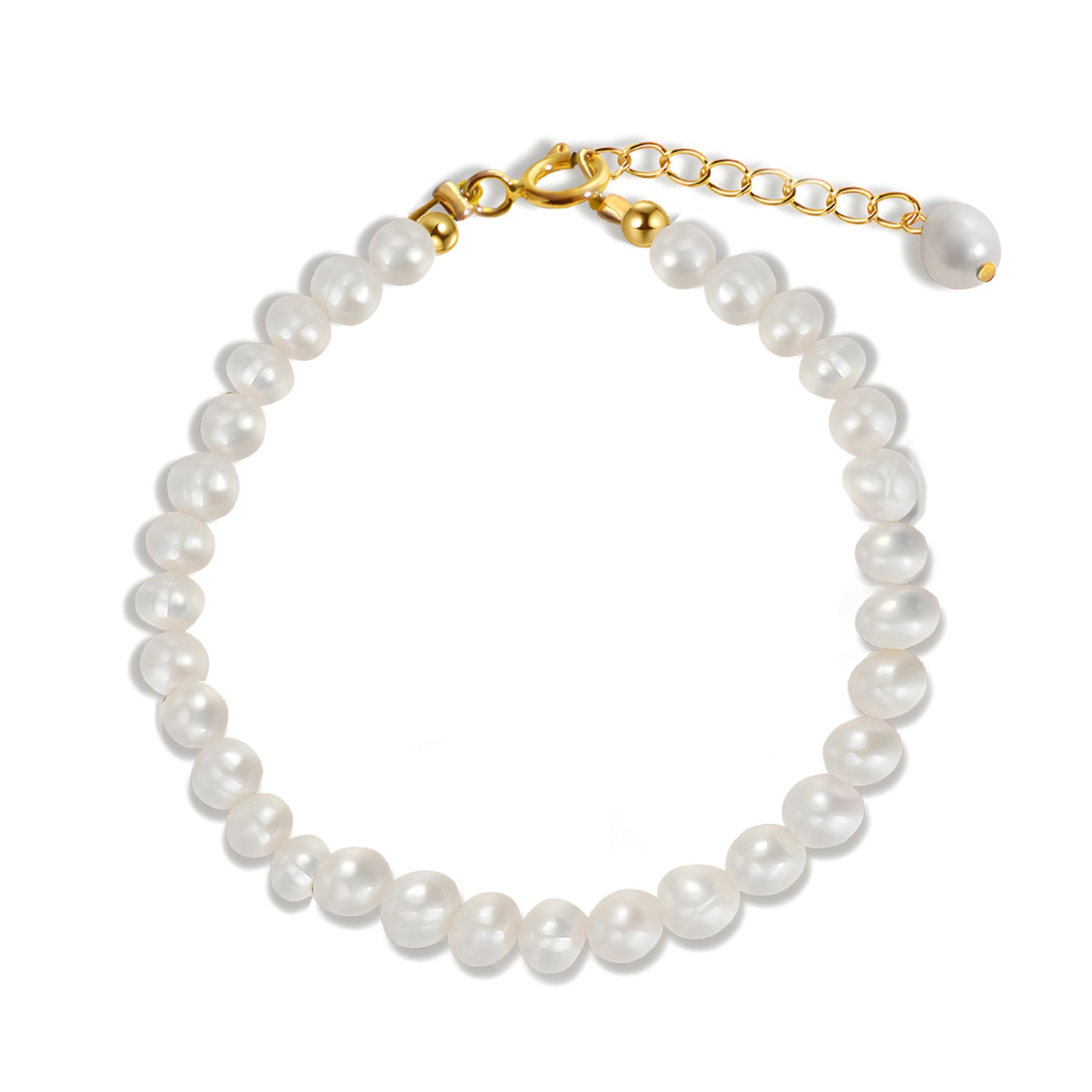 Freshwater Pearl Chain Bracelet in 925 Sterling Silver