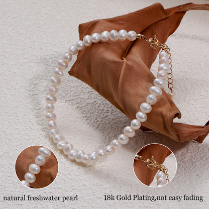Freshwater Pearl Chain Bracelet in 925 Sterling Silver
