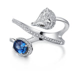 Cunning Muse Luxury White Fox Birth Ring With 14K Rose Gold Vermeil & Crystal