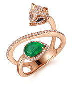 Cunning Muse Luxury White Fox Birth Ring With 14K Rose Gold Vermeil & Crystal