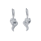 Vulpine Whisper 18K Gold Plated Sterling Silver White Fox Luxe Pavé Dangle Drop Earrings