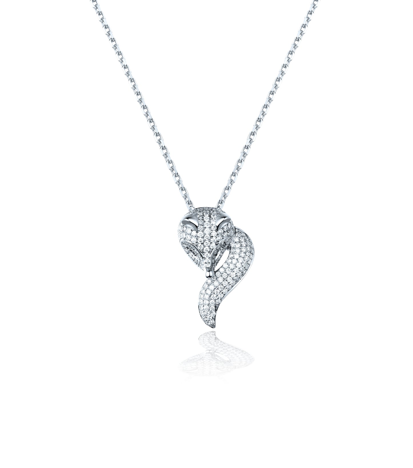 Golston Luxury™ 18K White Gold White Fox Diamond Necklace