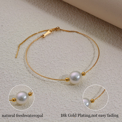 Minimalist Pearl Bracelet 925 Sterling Silver