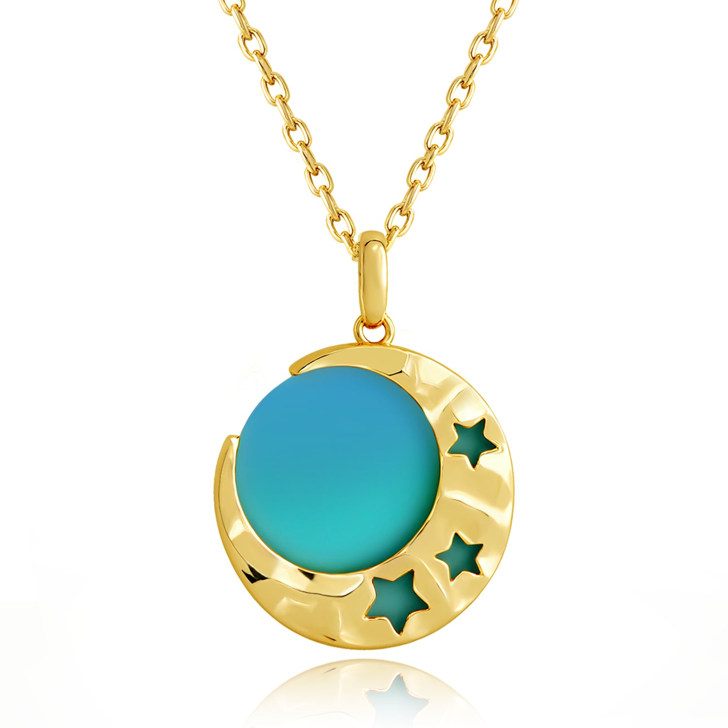 Opal Moon & Star Pendant Necklace in 18K Gold-Plated