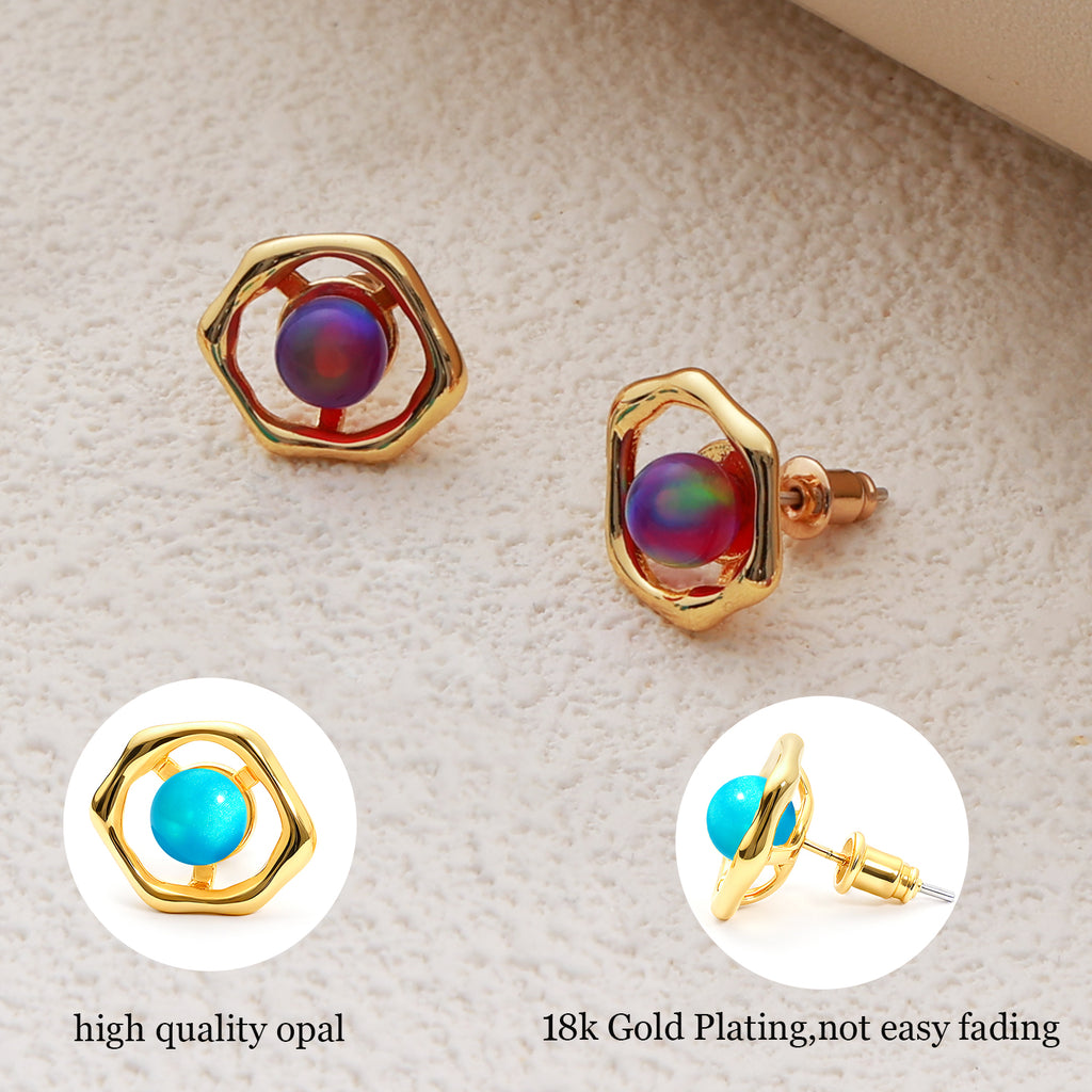 Opal Stud Earrings in 925 Sterling Silver