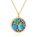 Opal Tree of Life Pendant Necklace in 18K Gold-Plated
