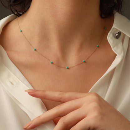 Opal Starry Pendant Necklace in Gold-Plated Stainless Steel
