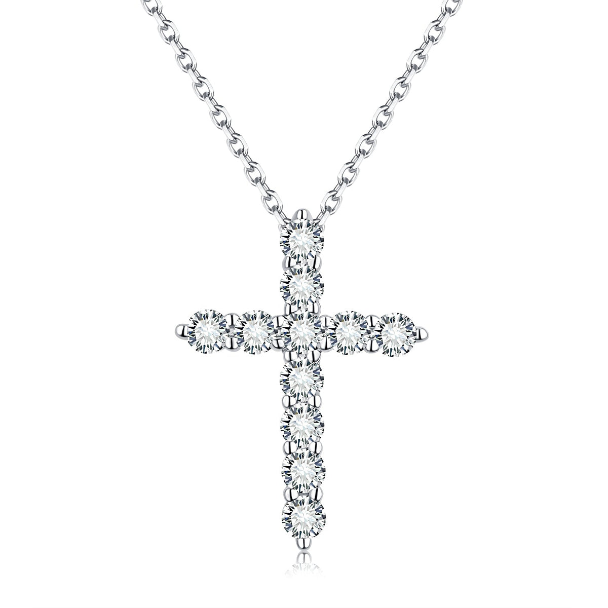 S925 Silver Moissanite Diamond Cross Pendant Necklaces PM5004O