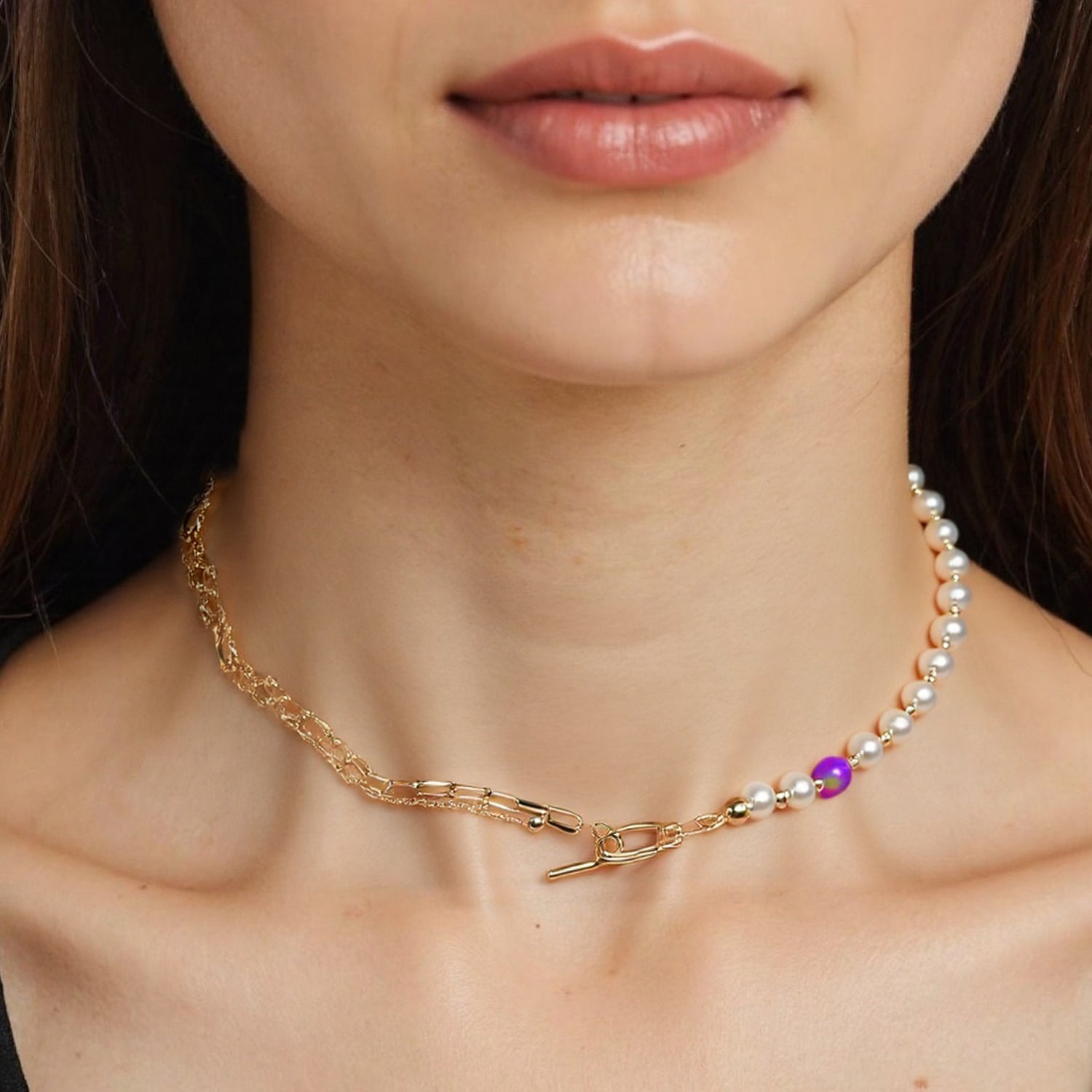 Pearl & Opal A-B Necklace in 18K Gold Plated