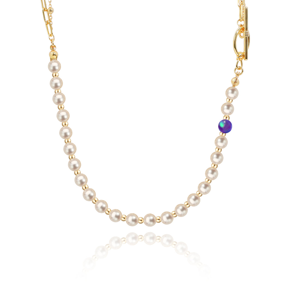 Pearl & Opal A-B Necklace in 18K Gold Plated