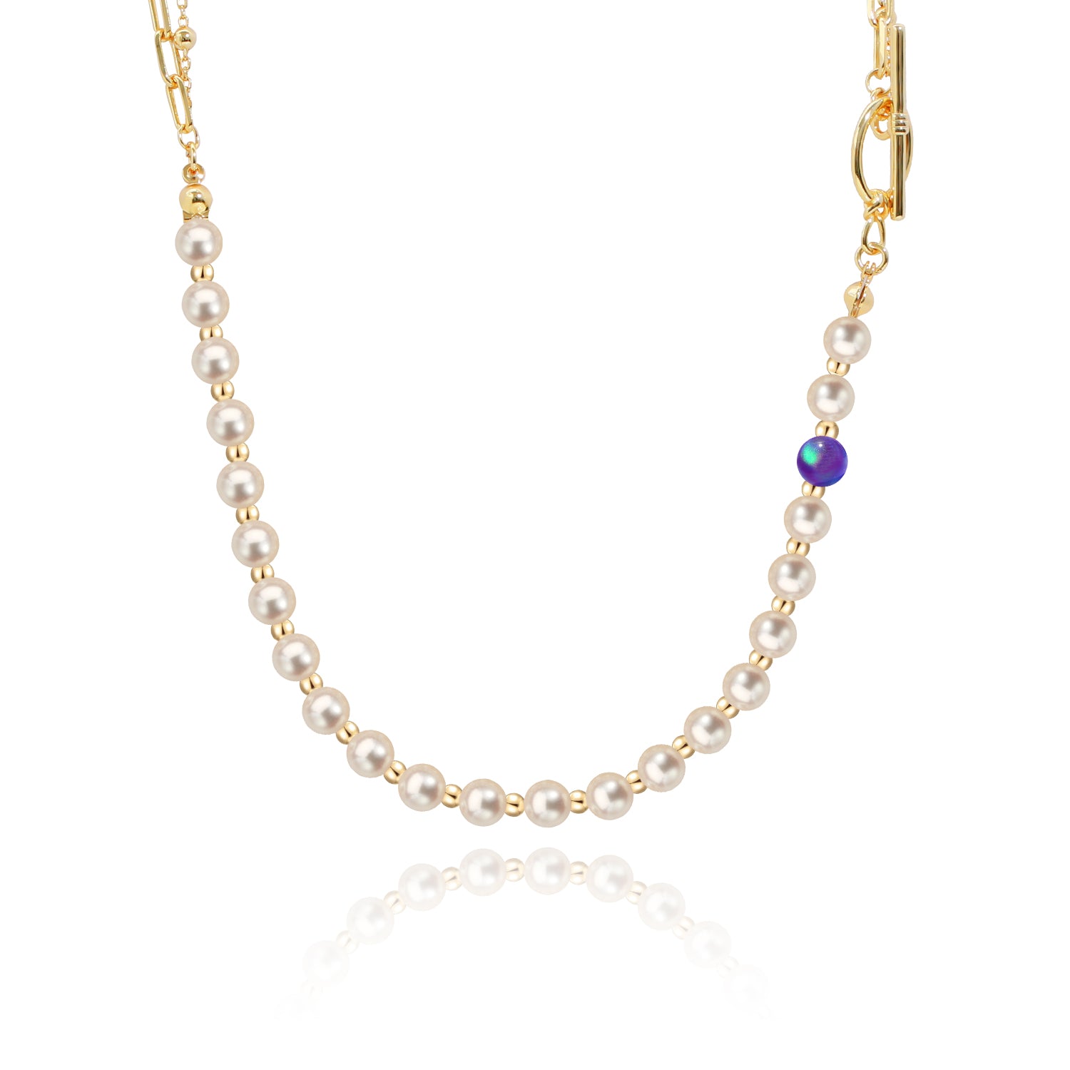 Pearl & Opal A-B Necklace in 18K Gold Plated