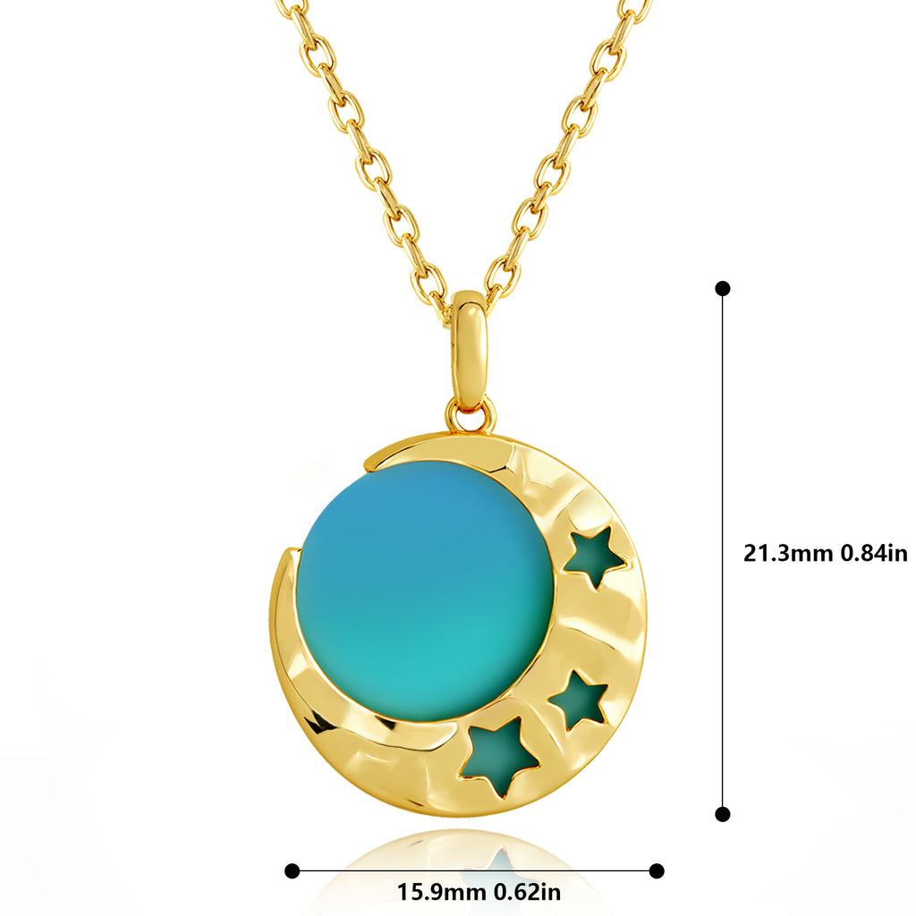 Opal Moon & Star Pendant Necklace in 18K Gold-Plated