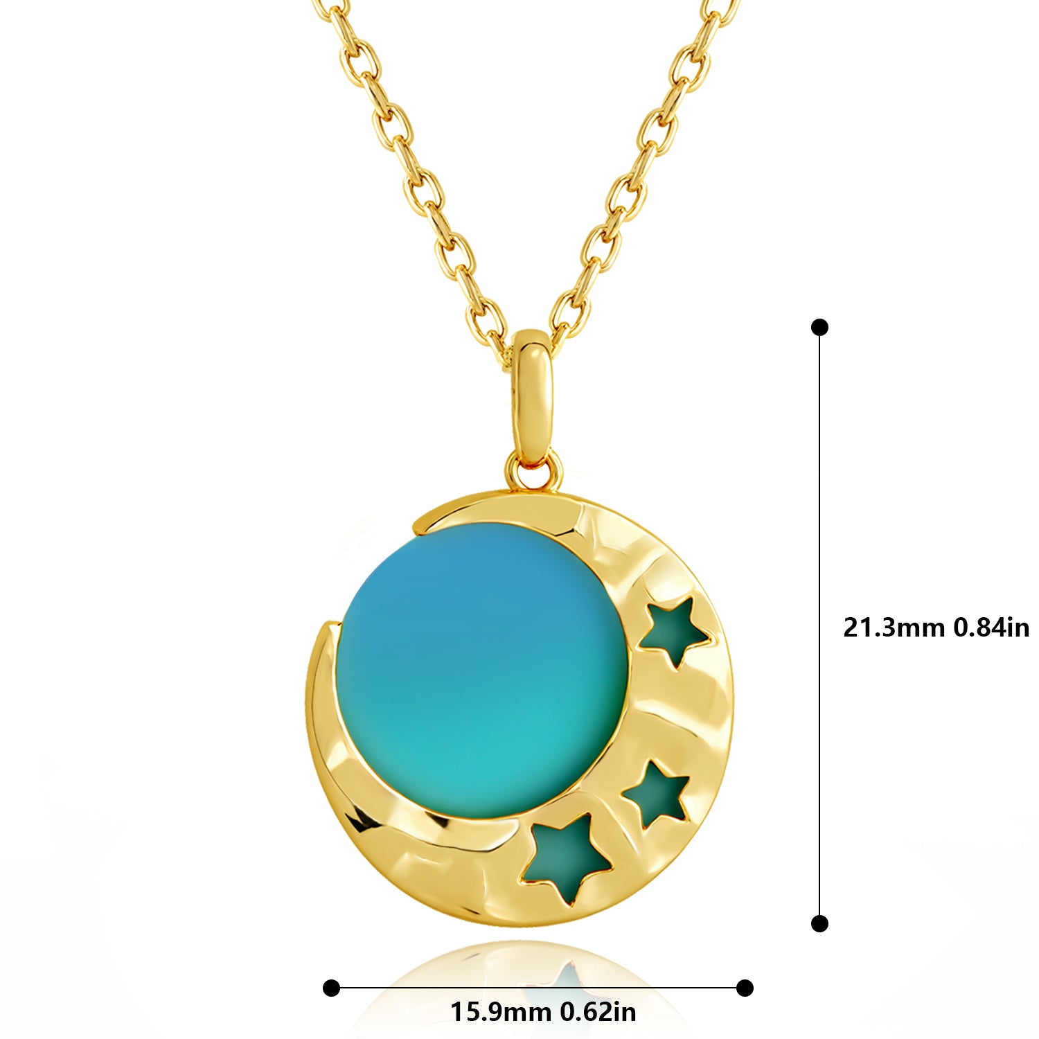 Opal Moon & Star Pendant Necklace in 18K Gold-Plated