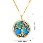 Opal Tree of Life Pendant Necklace in 18K Gold-Plated