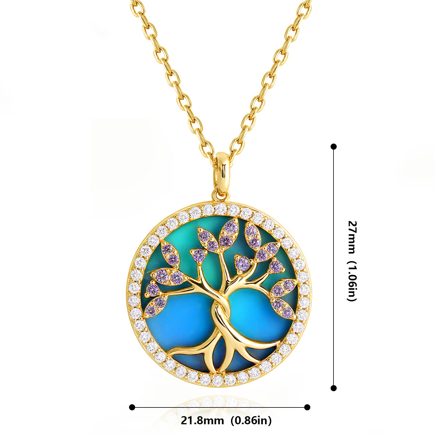 Opal Tree of Life Pendant Necklace in 18K Gold-Plated