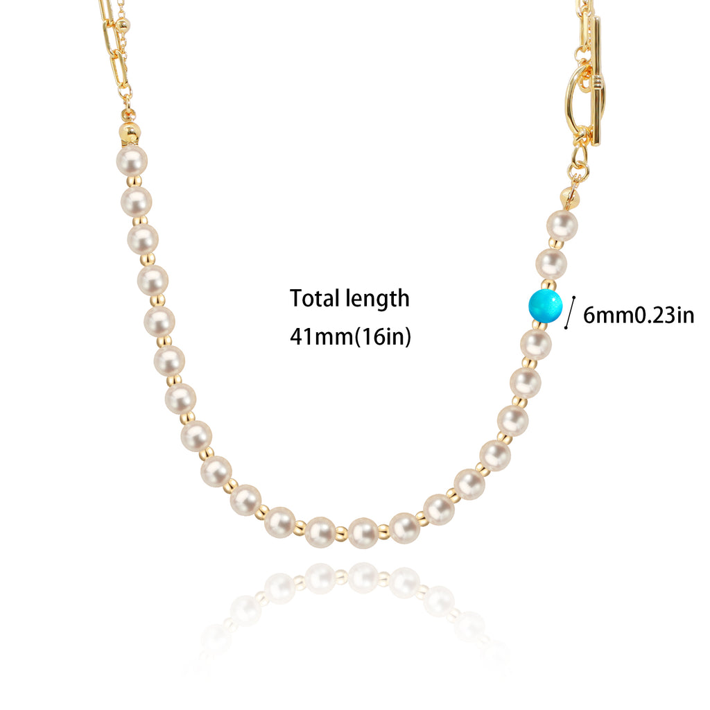 Pearl & Opal A-B Necklace in 18K Gold Plated