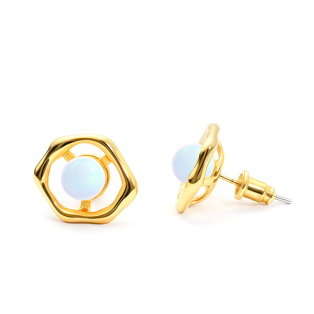 Opal Stud Earrings in 925 Sterling Silver