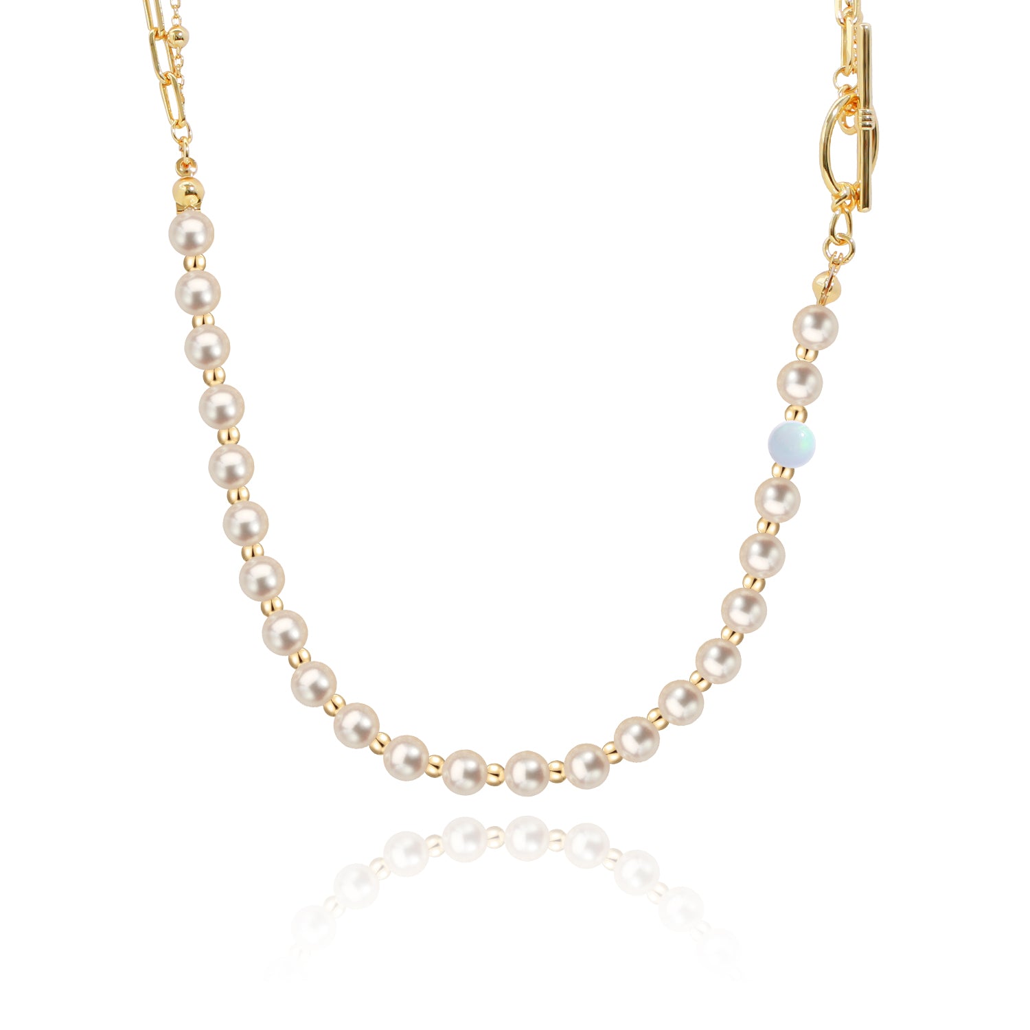 Pearl & Opal A-B Necklace in 18K Gold Plated