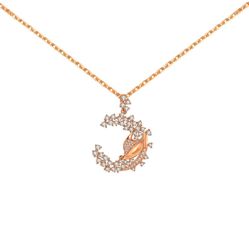 Golston Star & Moon™ 18K Gold Shaped Diamond Necklace