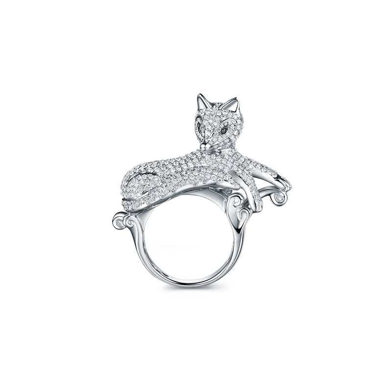 Golston Luxury™ 18K Gold Special White Fox Diamond Ring Wedding Ring Statement Ring