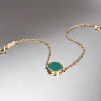 Vulpine Whisper 18K Gold Plated Sterling Silver Natural Malachite Petite Disc Bracelet